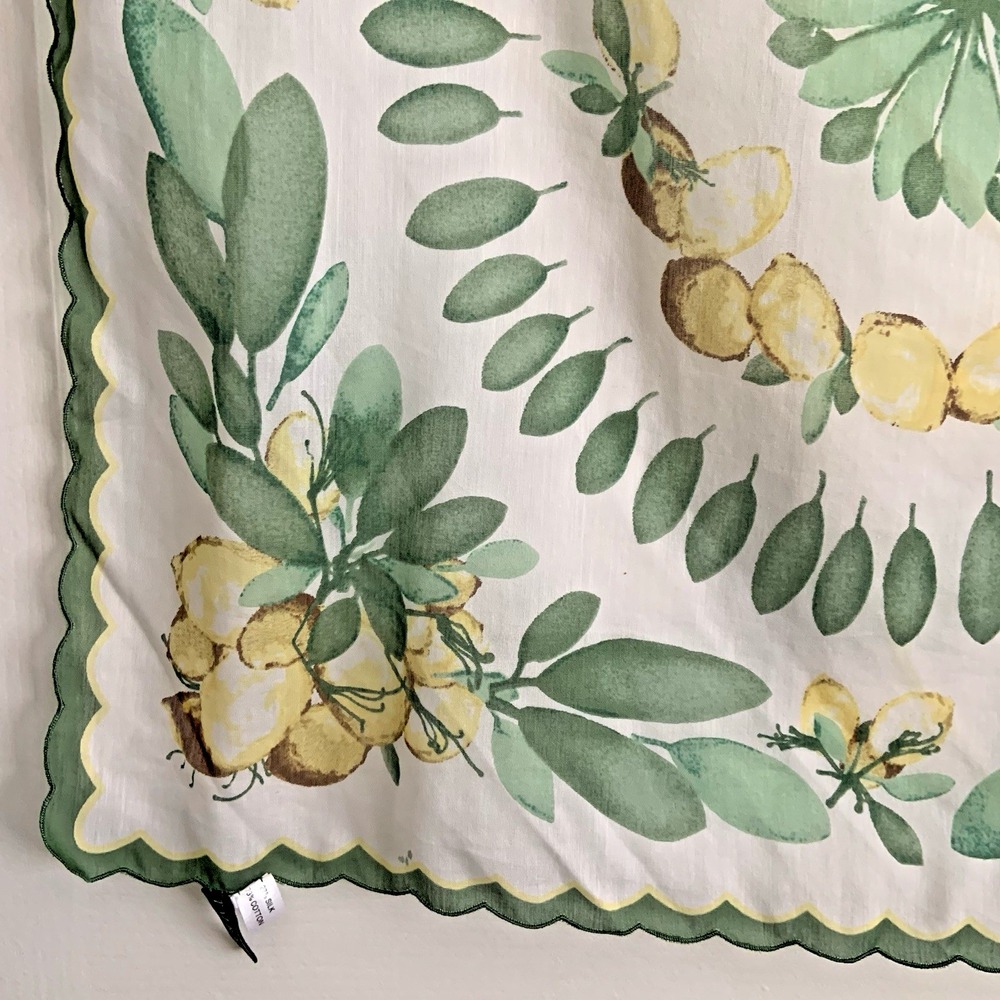 Talbots Cotton Silk Lemon floral print Summery Small Square Scarf 20"x 21"